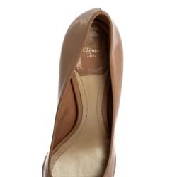 Pre Owned Dior Beige Leather Bow Peep Toe Pumps Size 38