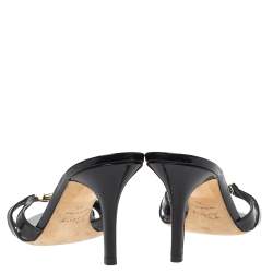 Pre Owned Dior Black Patent Leather CD Logo Strappy Open Toe Sandals Size 41