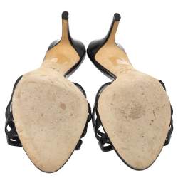 Pre Owned Dior Black Patent Leather CD Logo Strappy Open Toe Sandals Size 41