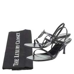 مملوكة مسبقًا صندل ديور سيور كاحل إنترلوكينغ فيندتج جلد أسود مقاس 39