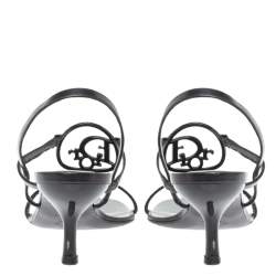 مملوكة مسبقًا صندل ديور سيور كاحل إنترلوكينغ فيندتج جلد أسود مقاس 39