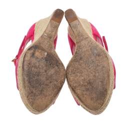Dior Pink Suede Optique Wedge Ankle Strap Sandals Size 39.5