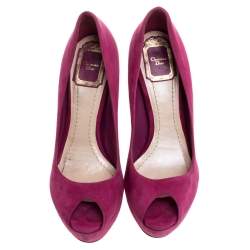 مملوكة مسبقًا Dior Fuchsia Suede Peep Toe Platform Pumps Size 37
