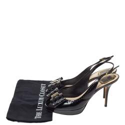 Dior Black Patent Leather Cannage Bow Detail 'Butterfly' Slingback Pumps Size 41