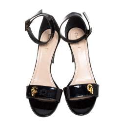 Dior Black Patent Leather C'est Ankle Strap Block Heel Sandal Size 39