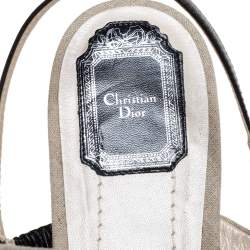 مملوكة مسبقًا Dior Beige Canvas Ankle Strap Platform Sandals Size 41
