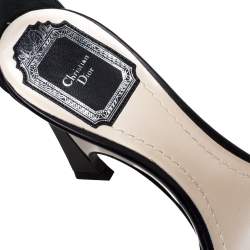 Dior Black Floral Print Leather Optique Wedge Ankle Strap Sandals Size 38
