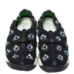 Pre Owned حذاء رياضي ديور منخفض من أعلى زخرفة فيوشن شبك أسود مقاس 38