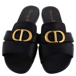 مملوكة مسبقًا صندل سلايد ديور 30 مونتياج جلد أسود مقاس 38