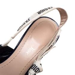 Pre Owned صندل ديور جادور جلد أزرق لامع مقدمة مدببة بحزام للكاحل مقاس 36.5