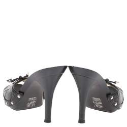 Dior Black Quilted Patent Leather Clog Sandals Size 36.5