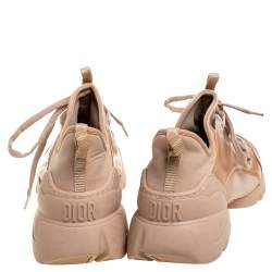 Pre Owned Dior Beige Stretch Fabric And Leather Trim D-Connect Low Top Sneakers Size 38