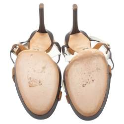 Pre Owned Dior Tri Color Leather Ankle Strap Open Toe Sandals Size 41