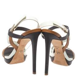 Pre Owned Dior Tri Color Leather Ankle Strap Open Toe Sandals Size 41