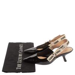 مملوكة مسبقًا Dior Black Patent Leather J'adior Slingback Sandals Size 35.5