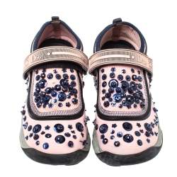 Pre Owned حذاء رياضي ديور "فيوجن" طراز منخفض من أعلى مزخرف قماش مرن وردي مقاس 35