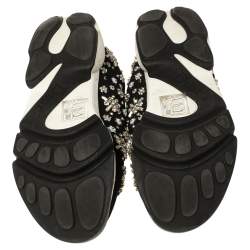 Pre Owned Dior Black Mesh Fusion Crystal Embellished Slip On Sneakers Size 37