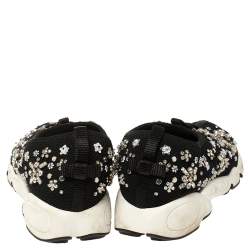 Pre Owned Dior Black Mesh Fusion Crystal Embellished Slip On Sneakers Size 37