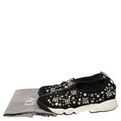 Pre Owned Dior Black Mesh Fusion Crystal Embellished Slip On Sneakers Size 37