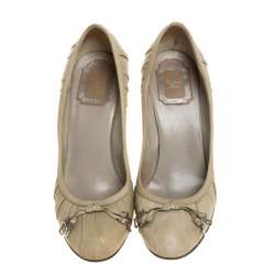 Dior Light Olive Green Leather Pumps Size 38