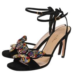 Dior Black Suede D-Butterfly Ankle Strap Sandals Size 38