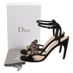 Dior Black Suede D-Butterfly Ankle Strap Sandals Size 38
