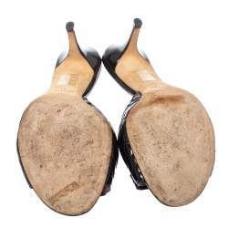 مملوكة مسبقًا Dior Black Cannage Patent Leather Bow Slide Sandals Size 41