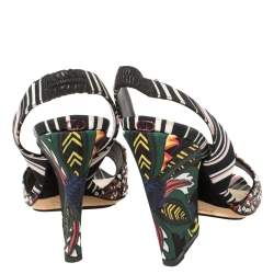 Pre Owned Dior Multicolor Sequins and Fabric Open Toe Wedge Slingback Sandals 38.5