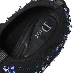 مملوكة مسبقًا حذاء رياضي ديور فيوجن شبكة أسود مزخرف كريستال سليب أون مقاس 38
