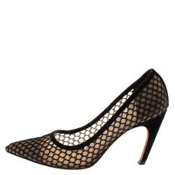 Pre Owned Christian Dior Black Suede And Mesh Pointed Toe Pumps 39