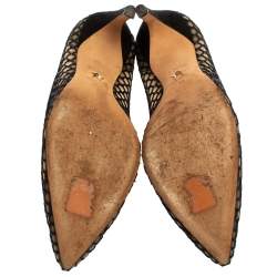 Pre Owned Christian Dior Black Suede And Mesh Pointed Toe Pumps 39
