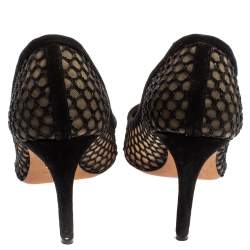 Pre Owned Christian Dior Black Suede And Mesh Pointed Toe Pumps 39