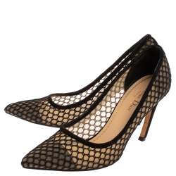 Pre Owned Christian Dior Black Suede And Mesh Pointed Toe Pumps 39