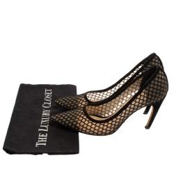 Pre Owned Christian Dior Black Suede And Mesh Pointed Toe Pumps 39