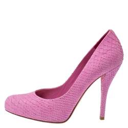 Dior Pink Python Embossed Leather Pointed Toe Pumps Size 38 