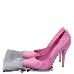 Dior Pink Python Embossed Leather Pointed Toe Pumps Size 38 