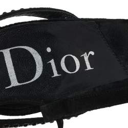 Pre Owned Dior Black Leather D Logo T-Strap Sandals Size 40