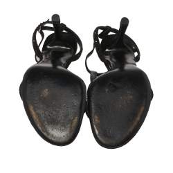 Pre Owned Dior Black Leather D Logo T-Strap Sandals Size 40