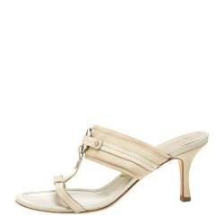 Dior Cream Leather Slide Sandals Size 37