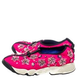 Dior Pink/Black Mesh Fusion Crystal Embellished Slip On Sneakers Size 38.5