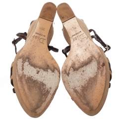 مملوكة مسبقًا صندل ديور ديوريسيمو جلد ونوبوك بني/ بيج كعب روكي مقاس 38.5