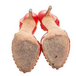 مملوكة مسبقًا Dior Two Tone Red Leather Braid Bow Slingback Sandals Size 37