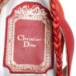 مملوكة مسبقًا Dior Two Tone Red Leather Braid Bow Slingback Sandals Size 37
