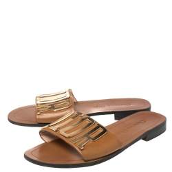 Pre Owned Dior Brown Leather Dior Evolution Slides Size 39
