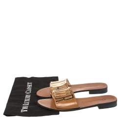 Pre Owned Dior Brown Leather Dior Evolution Slides Size 39