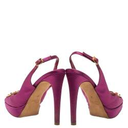 Pre Owned صندل ديور فتحة كعب زخرفة كريستال ساتان بنفسجي مقاس 36