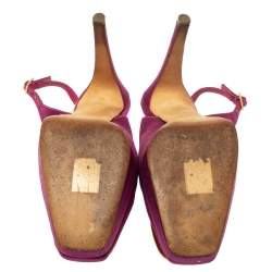 Pre Owned صندل ديور فتحة كعب زخرفة كريستال ساتان بنفسجي مقاس 36