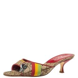 مملوكة مسبقًا Dior Multicolor Oblique Canvas Padlock Slide Sandals Size 37.5