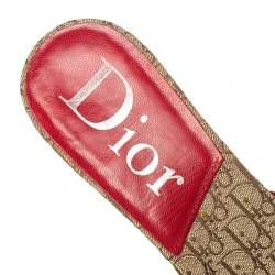 مملوكة مسبقًا Dior Multicolor Oblique Canvas Padlock Slide Sandals Size 37.5