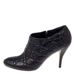 مملوكة مسبقًا Dior Black Cannage Quilted Leather Ankle Booties Size 40.5